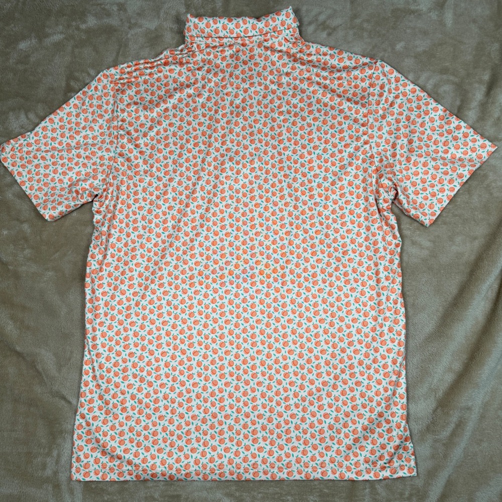 Bogey Bros Peach Tooty Frooty Golf Polo Shirt Mens Medium Orange White Fruit M - Picture 2 of 6